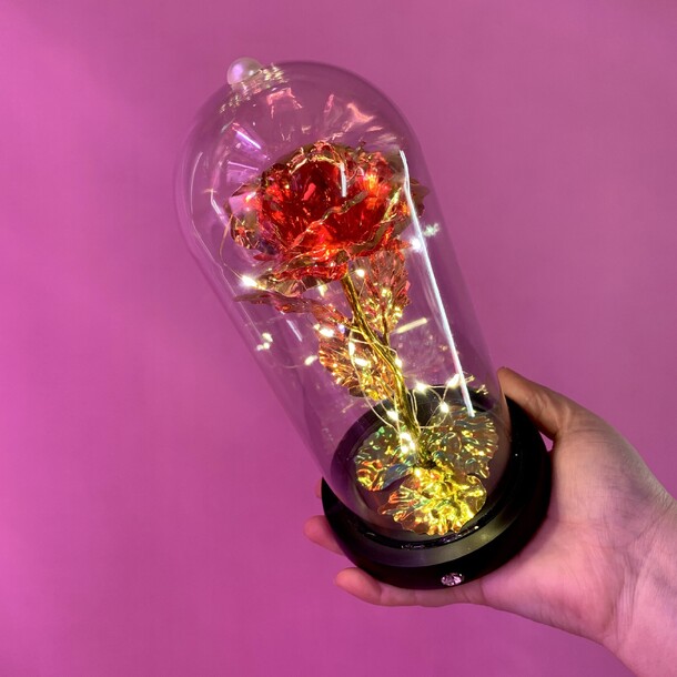 Светящаяся алая роза в колбе, артикул F1515892 - 4100 рублей, доставка по городу. Flawery - доставка цветов