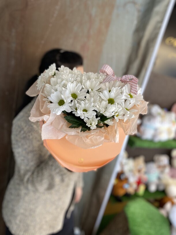 Коробка с хризантема, артикул F1160541 - 4050 рублей, доставка по городу. Flawery - доставка цветов