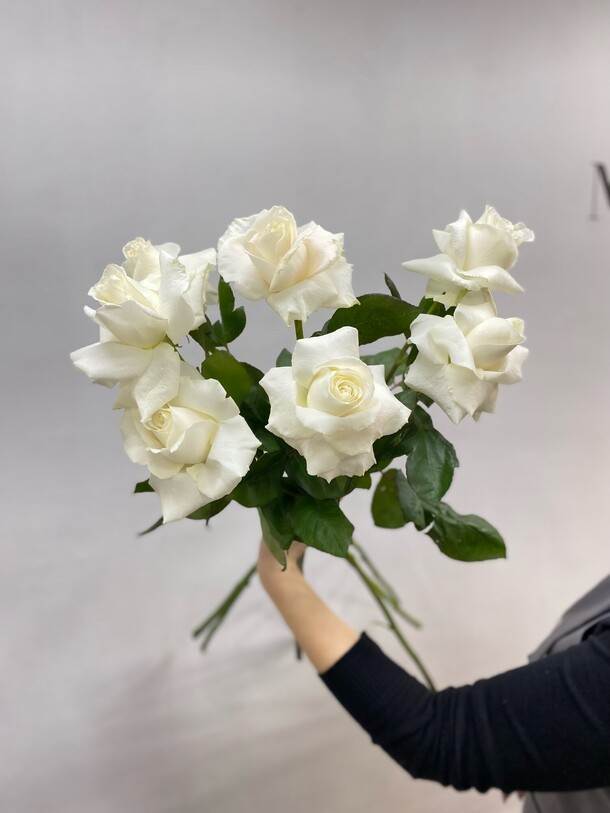 7 белоснежных роз, артикул F1167843 - 3540 рублей, доставка по городу. Flawery - доставка цветов