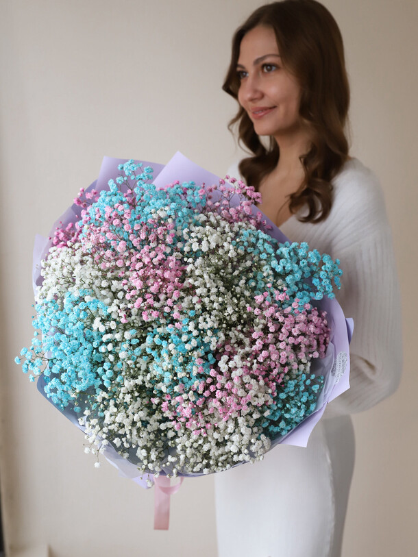 Гипсофила радужная в нежном оформлении (15 шт), артикул F1402871 - 5600 рублей, доставка по городу. Flawery - доставка цветов