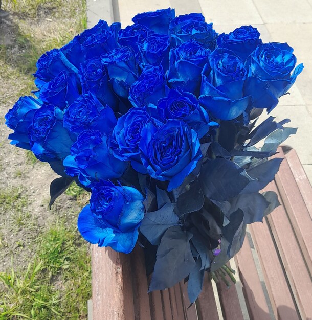 Букет из 25 синих роз, артикул F1114408 - 9990 рублей, доставка по городу. Flawery - доставка цветов