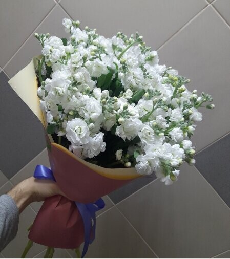 15 белых кустовых маттиол, артикул F1239718 - 5500 рублей, доставка по городу. Flawery - доставка цветов