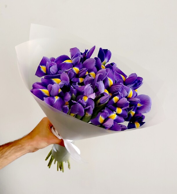 Букет из 25 ирисов, артикул F1334814 - 3990 рублей, доставка по городу. Flawery - доставка цветов