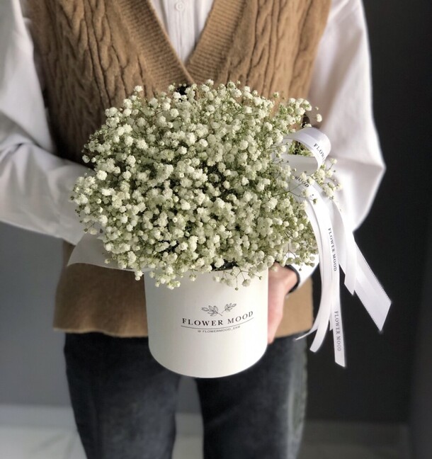 Коробка с гипсофилой, артикул F1154584 - 2900 рублей, доставка по городу. Flawery - доставка цветов