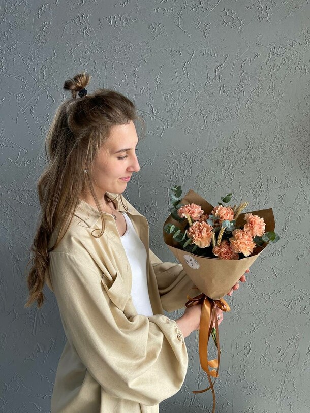 Персиковые цветы с колосками ft292, артикул F1419325 - 3050 рублей, доставка по городу. Flawery - доставка цветов