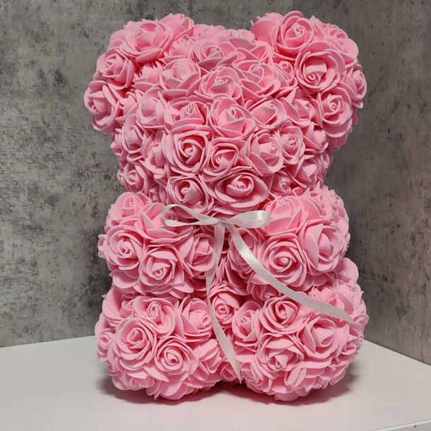 Мишка из роз, розовый, артикул F1246430 - 2990 рублей, доставка по городу. Flawery - доставка цветов