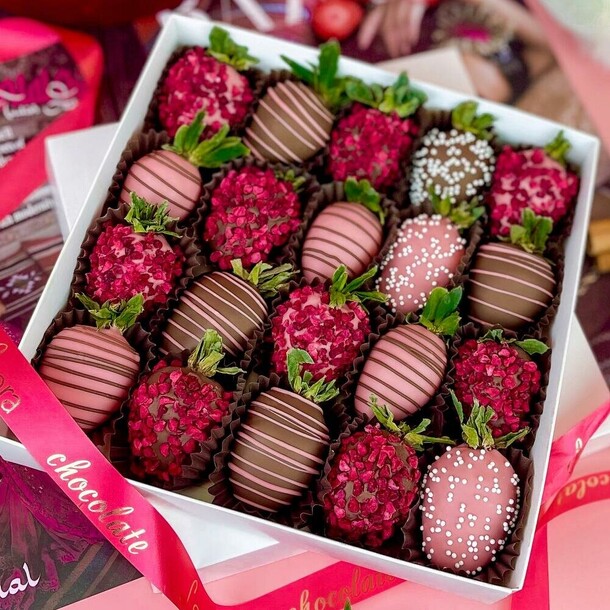 Клубника в шоколаде 20 шт. Премиум шоколад callebaut. Подарочный набор 2002. Leora flowers дом цветочной моды, артикул F1458198 - 3700 рублей, доставка по городу. Flawery - доставка цветов