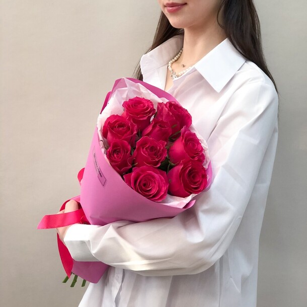 Букет из 9 малиновых роз, артикул F1244997 - 3550 рублей, доставка по городу. Flawery - доставка цветов