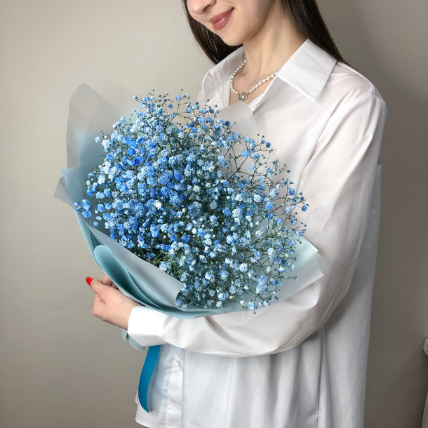 Морская волна - букет из голубой гипсофилы, артикул F1269452 - 2250 рублей, доставка по городу. Flawery - доставка цветов