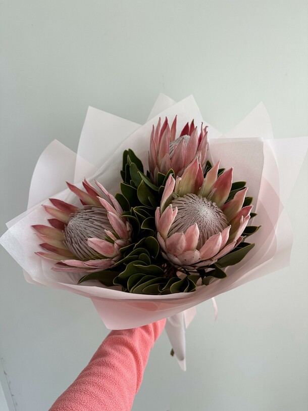 Букет из трёх протей, артикул F1222986 - 12333 рублей, доставка по городу. Flawery - доставка цветов