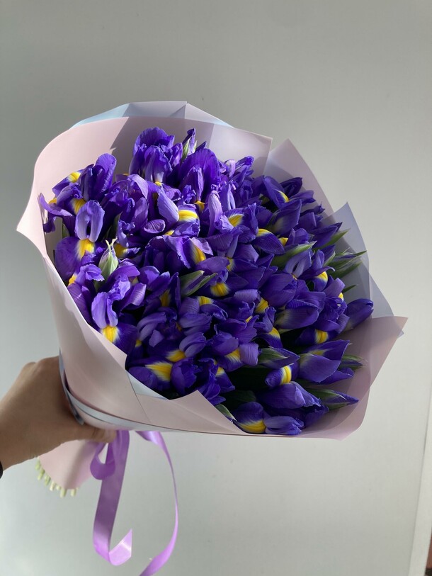 Букет из 49  ирисов ц в е т к е в и ч, артикул F1234026 - 9100 рублей, доставка по городу. Flawery - доставка цветов