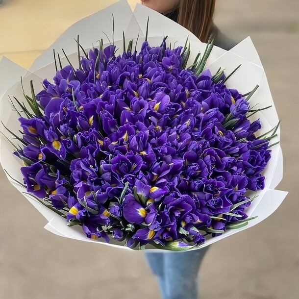 Букет из 149 ирисов, артикул F1234027 - 23300 рублей, доставка по городу. Flawery - доставка цветов