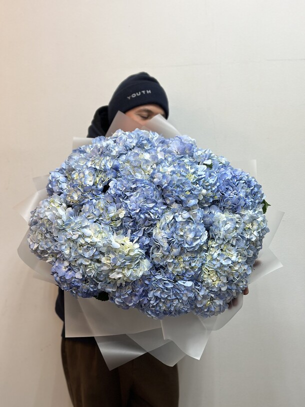 Букет из 29 синих гортензий, артикул F1376505 - 20900 рублей, доставка по городу. Flawery - доставка цветов