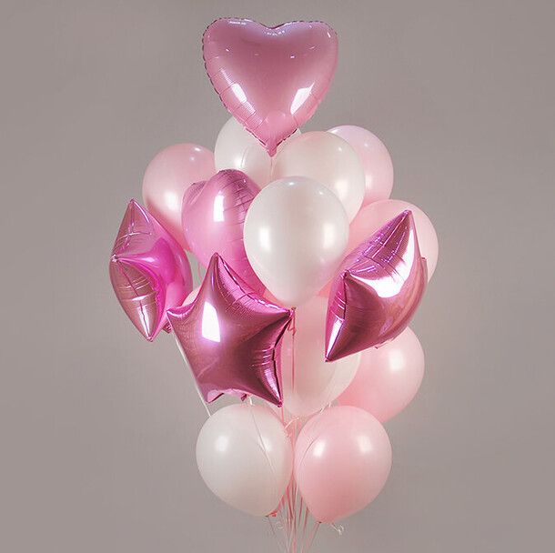 Большой сет воздушных шаров "клубничный пунш" на 14 февраля, артикул F1372182 - 8300 рублей, доставка по городу. Flawery - доставка цветов
