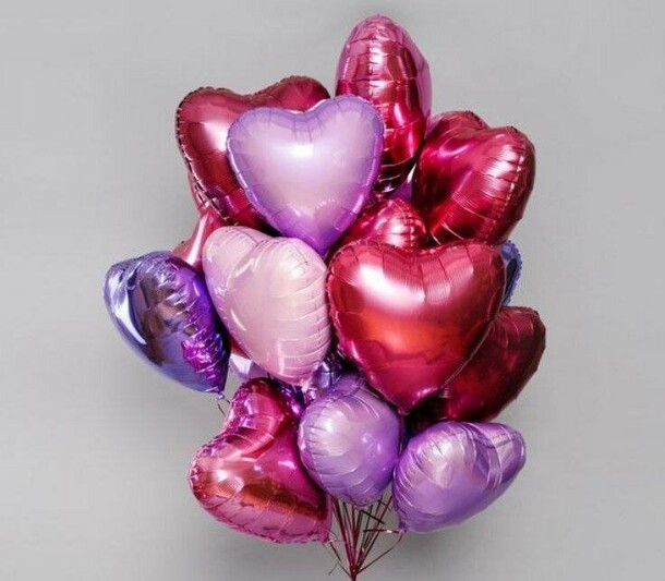 Большой сет фольгированных сердец 15шт микс, артикул F1373813 - 9900 рублей, доставка по городу. Flawery - доставка цветов