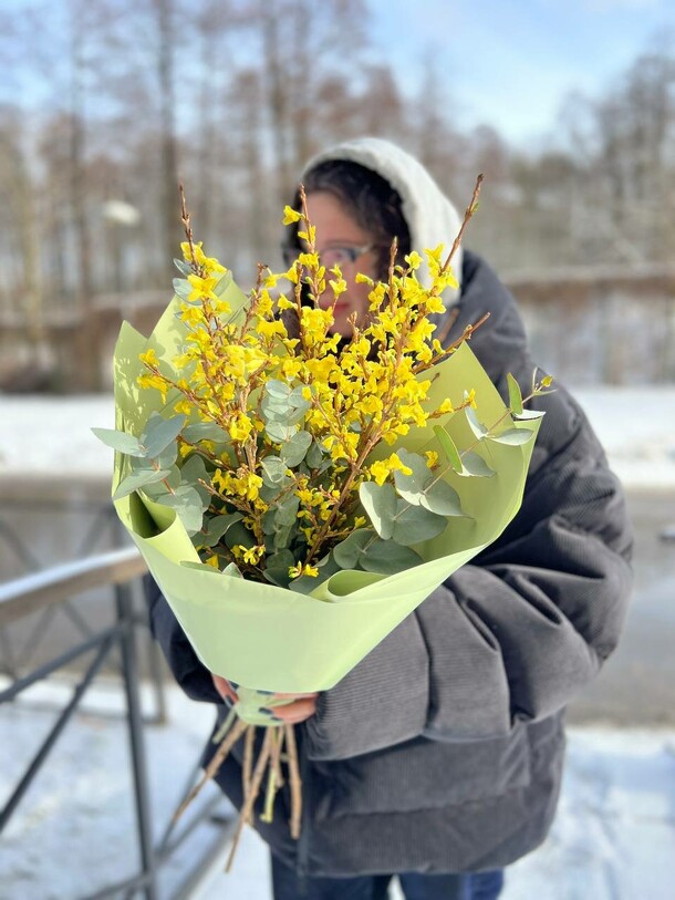 Букет из форзиции, артикул F1395213 - 4900 рублей, доставка по городу. Flawery - доставка цветов