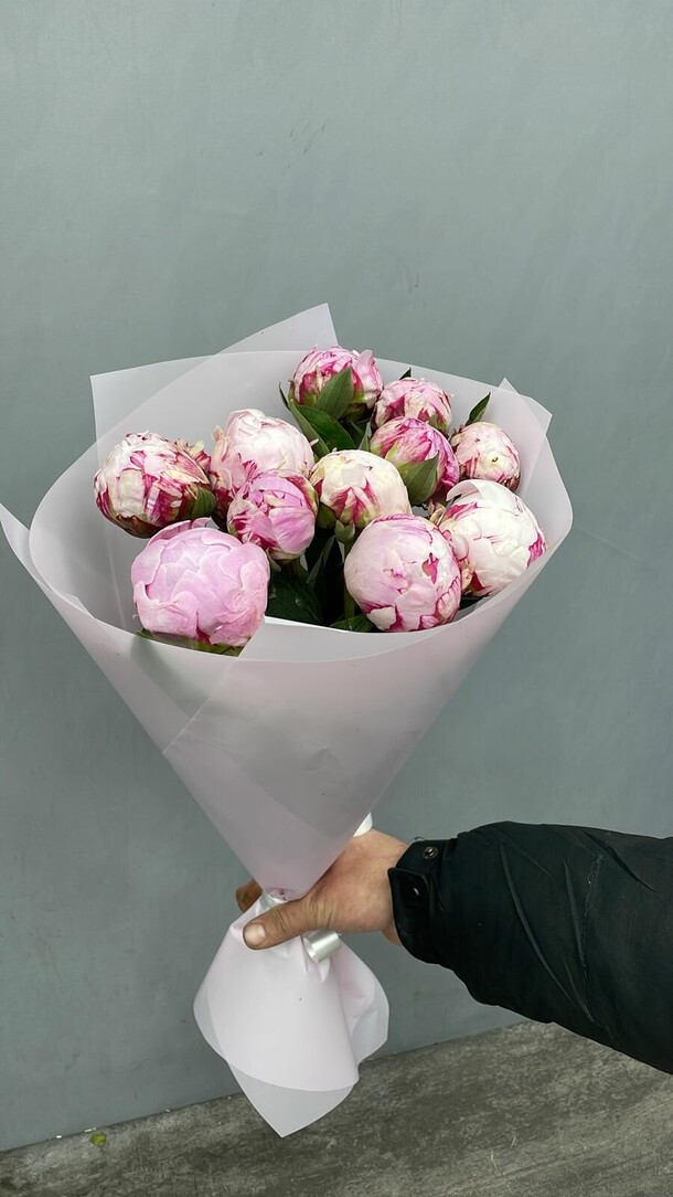 11 пионов сара бернард, артикул F1158016 - 14000 рублей, доставка по городу. Flawery - доставка цветов