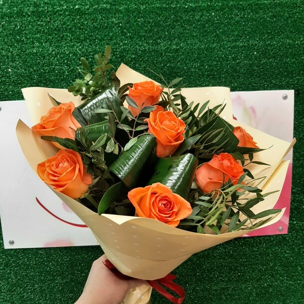 Экспресс из оранжевых роз, артикул F1108968 - 2629 рублей, доставка по городу. Flawery - доставка цветов