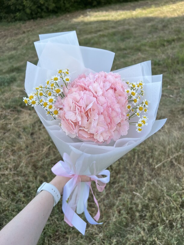 Гортензия и ромашки, артикул F1452594 - 2035 рублей, доставка по городу. Flawery - доставка цветов