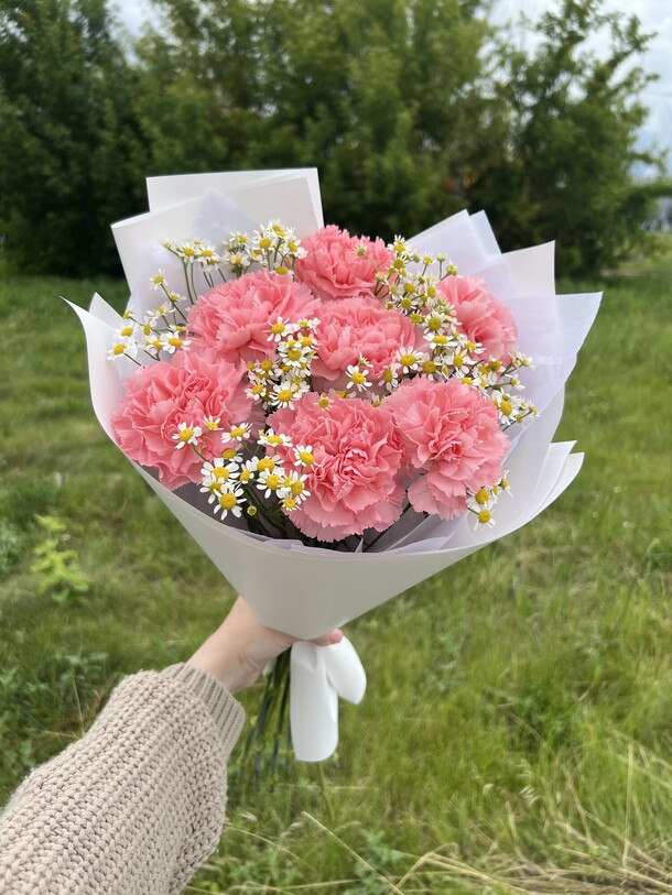 Диантусы и ромашки, артикул F1456535 - 2860 рублей, доставка по городу. Flawery - доставка цветов