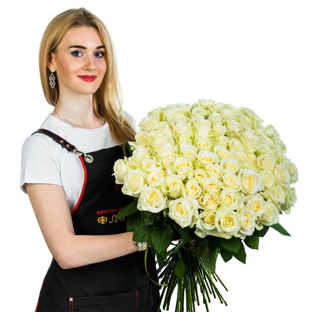 101 белая роза, артикул F78946 - 25703 рублей, доставка по городу. Flawery - доставка цветов