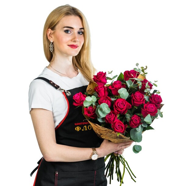 Букет из 15 малиновых роз, артикул F79173 - 6109 рублей, доставка по городу. Flawery - доставка цветов