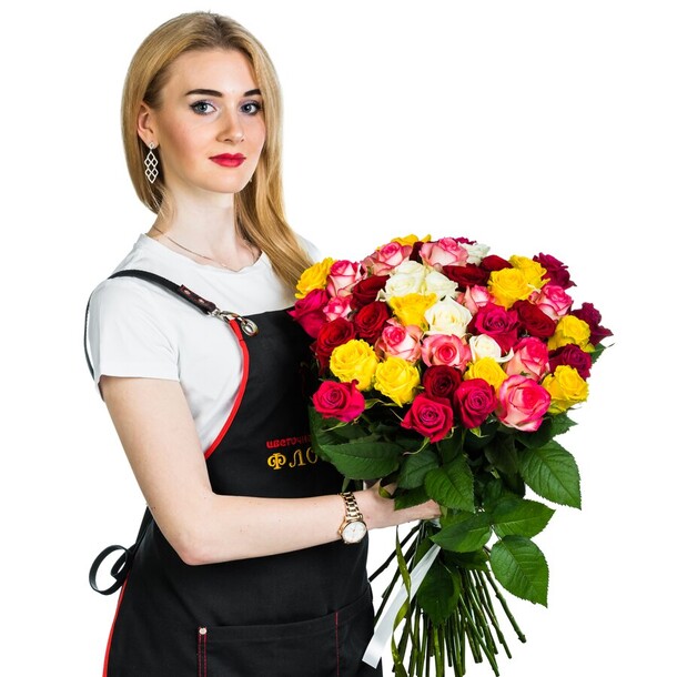 51 роза микс, артикул F80273 - 14619 рублей, доставка по городу. Flawery - доставка цветов