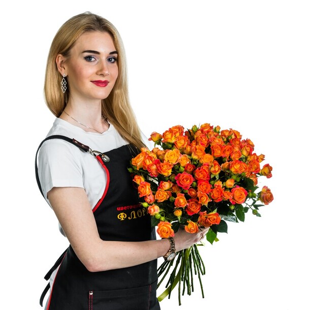 51 оранжевая кустовая роза, артикул F80276 - 25274 рублей, доставка по городу. Flawery - доставка цветов