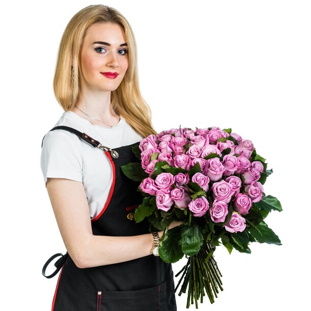 51 сиреневая роза, артикул F80277 - 15477 рублей, доставка по городу. Flawery - доставка цветов