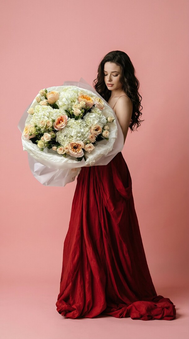 Шикарный букет с гортензией и розой, артикул F1517092 - 14030 рублей, доставка по городу. Flawery - доставка цветов