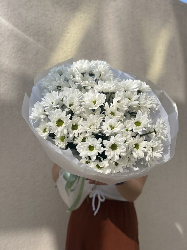 Букет белых ромашковых хризантем, артикул F1496662 - 4455 рублей, доставка по городу. Flawery - доставка цветов