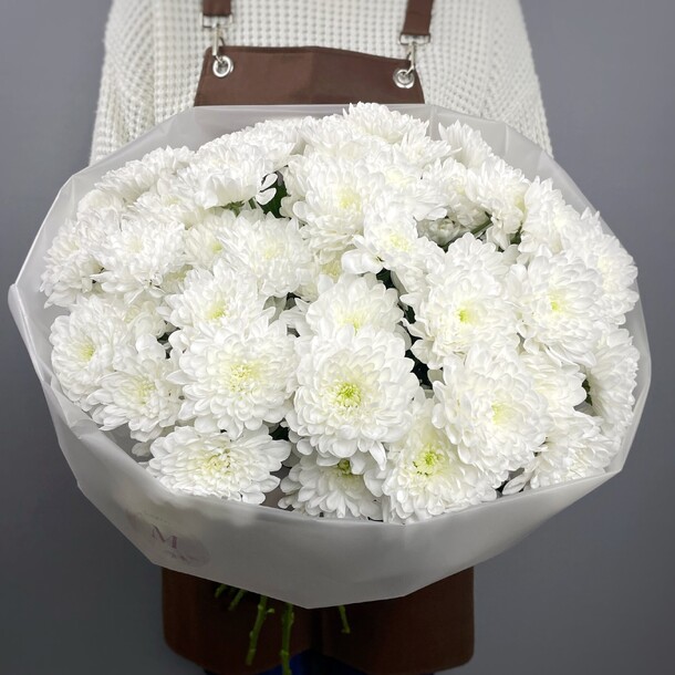 Стильный монобукет с кружевной хризантемой, артикул F1319508 - 6300 рублей, доставка по городу. Flawery - доставка цветов