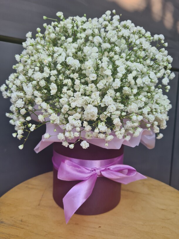 Белая гипсофила в коробке, артикул F1154893 - 2145 рублей, доставка по городу. Flawery - доставка цветов