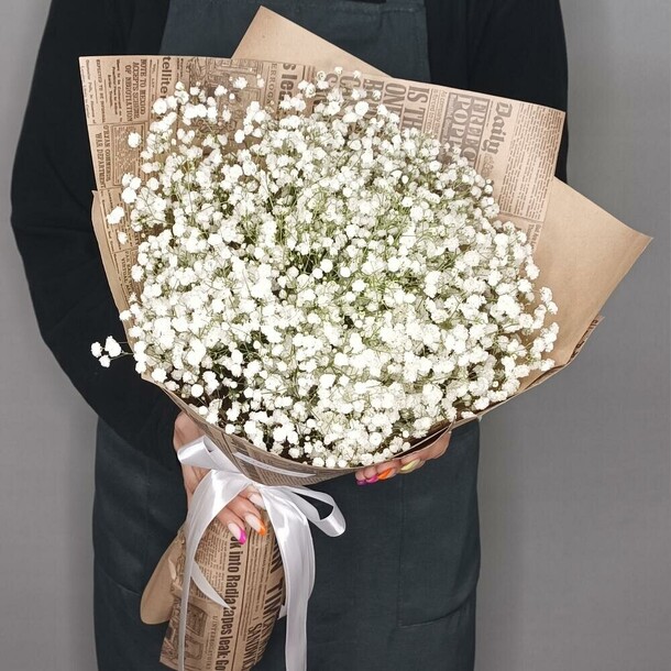 Монобукет из белоснежной гипсофилы, артикул F1167761 - 3383 рублей, доставка по городу. Flawery - доставка цветов