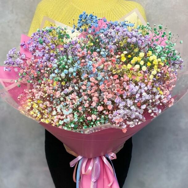 Букет из радужной гипсофилы, артикул F1176309 - 4950 рублей, доставка по городу. Flawery - доставка цветов