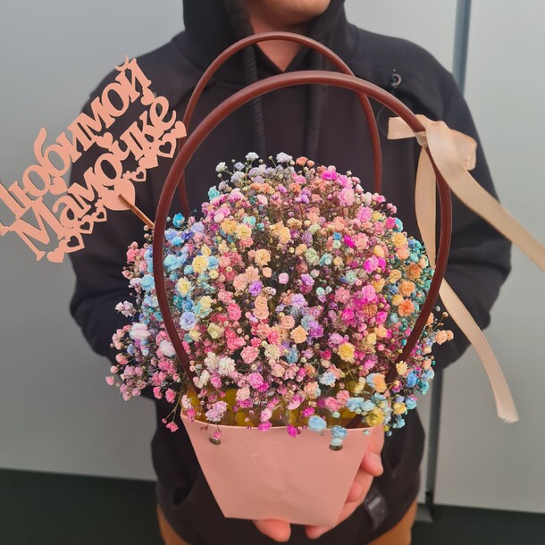 Радужная гипсофила "подарок для мамы", артикул F1229741 - 3000 рублей, доставка по городу. Flawery - доставка цветов