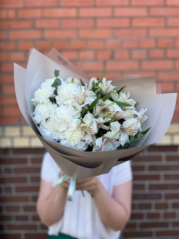 Дуо букет белый, артикул F1324901 - 3860 рублей, доставка по городу. Flawery - доставка цветов