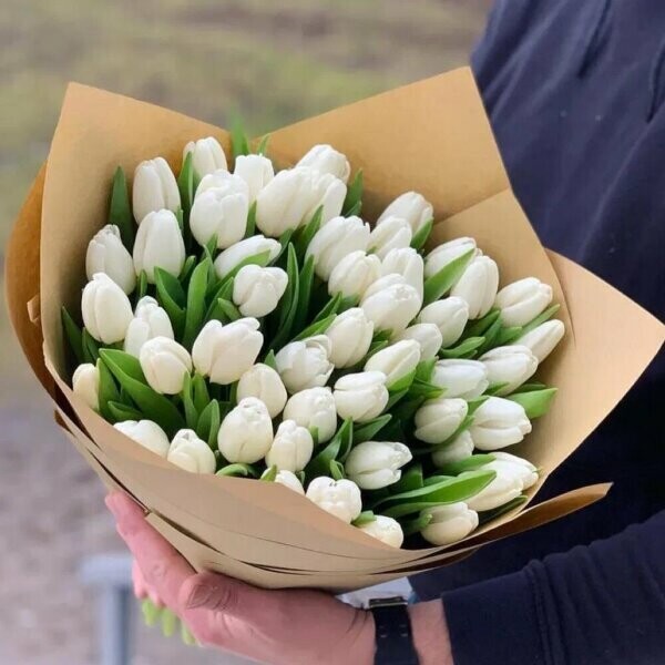 Белые тюльпаны, артикул F1173909 - 24200 рублей, доставка по городу. Flawery - доставка цветов