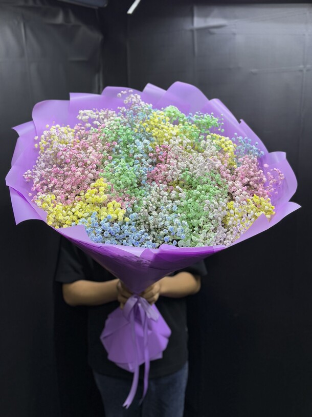 Букет из радуги гипсофилы, артикул F1429167 - 9500 рублей, доставка по городу. Flawery - доставка цветов