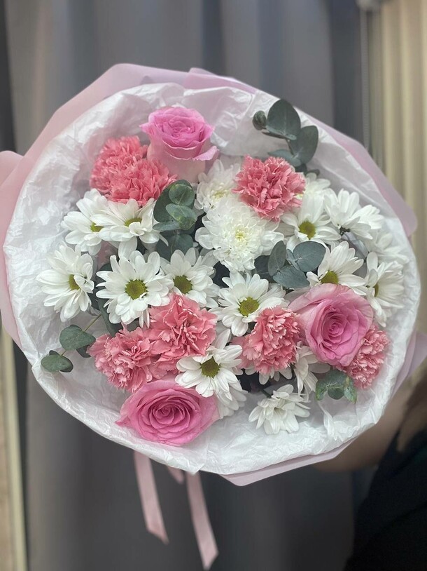 Авторский сборный букет маршмелоу, артикул F1424976 - 4851 рублей, доставка по городу. Flawery - доставка цветов