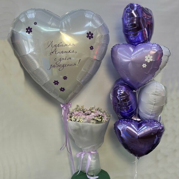 Комбо набор (цветы и шары) 8 - ромашка, артикул F1422760 - 12276 рублей, доставка по городу. Flawery - доставка цветов