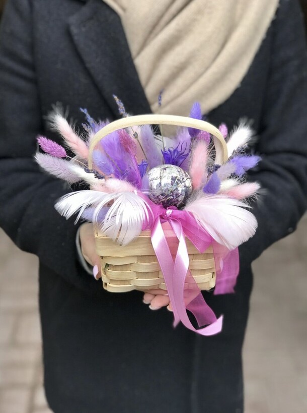 Букет «лукошко сухоцветов», артикул F1179667 - 3900 рублей, доставка по городу. Flawery - доставка цветов