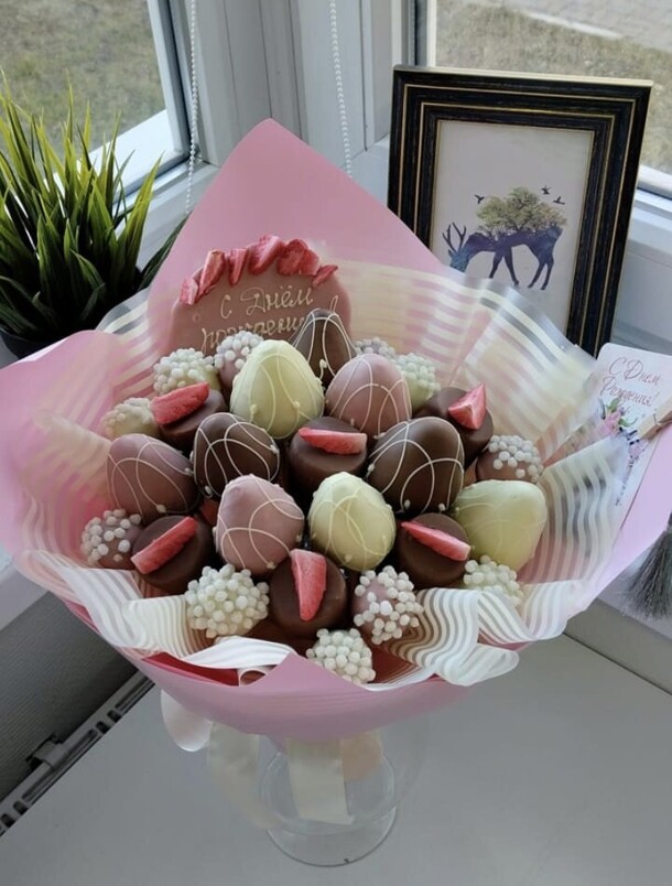 Съедобные букеты, фрукты в шоколаде, артикул F1178761 - 5000 рублей, доставка по городу. Flawery - доставка цветов