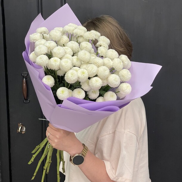 Букет из премиум хризантем ньютон, артикул F1435367 - 4785 рублей, доставка по городу. Flawery - доставка цветов