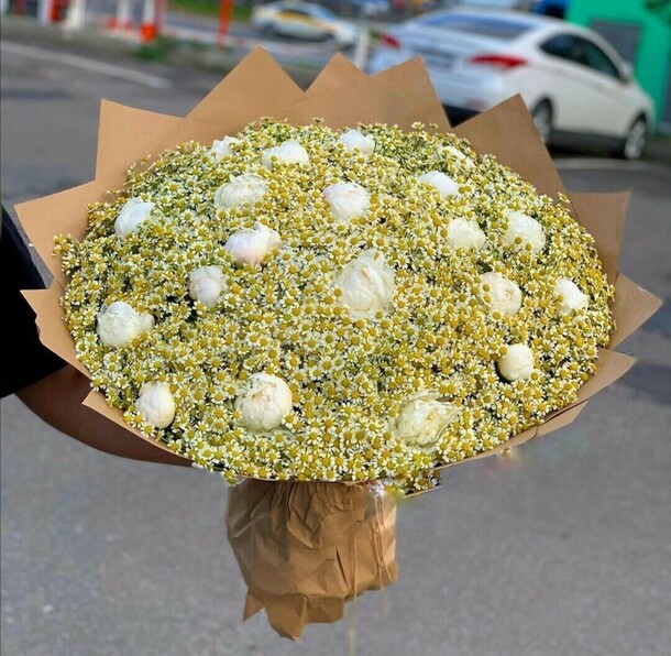 Ромашка с пионами, артикул F1148993 - 77755 рублей, доставка по городу. Flawery - доставка цветов