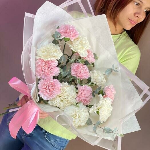 Монобукет из диантусов, артикул F1236815 - 3410 рублей, доставка по городу. Flawery - доставка цветов