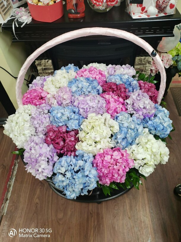 Корзина гортензий, артикул F1310848 - 51909 рублей, доставка по городу. Flawery - доставка цветов