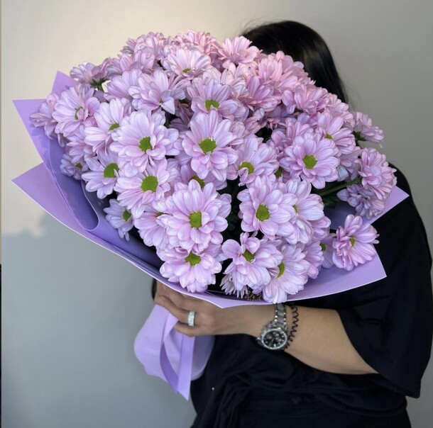 Хризантема кустовая фиолетовая 9 штук, артикул F1279999 - 4400 рублей, доставка по городу. Flawery - доставка цветов