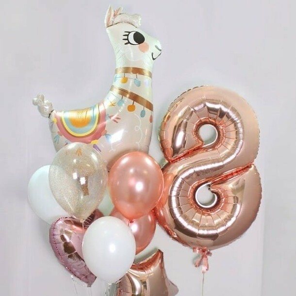 Воздушные шары цифра, лама,  8 шаров, артикул F1386421 - 5999 рублей, доставка по городу. Flawery - доставка цветов