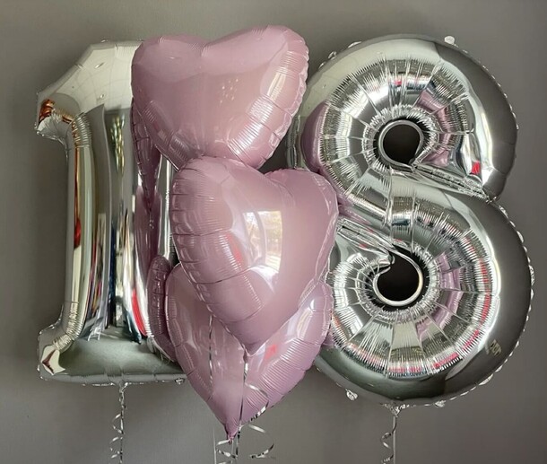 Воздушные шары цифры и сердца, артикул F1453473 - 3999 рублей, доставка по городу. Flawery - доставка цветов